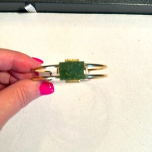 Gold and jade cuff bracelet